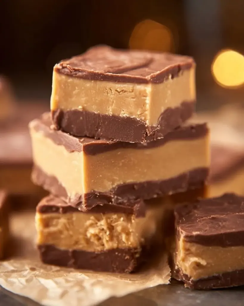 Delicious homemade Buckeye Fudge with chocolate and peanut butter swirls