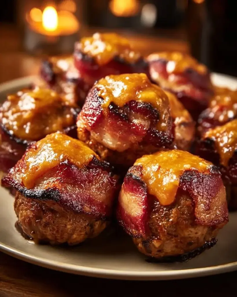 Cheddar-stuffed BBQ bacon bombs ready for grilling