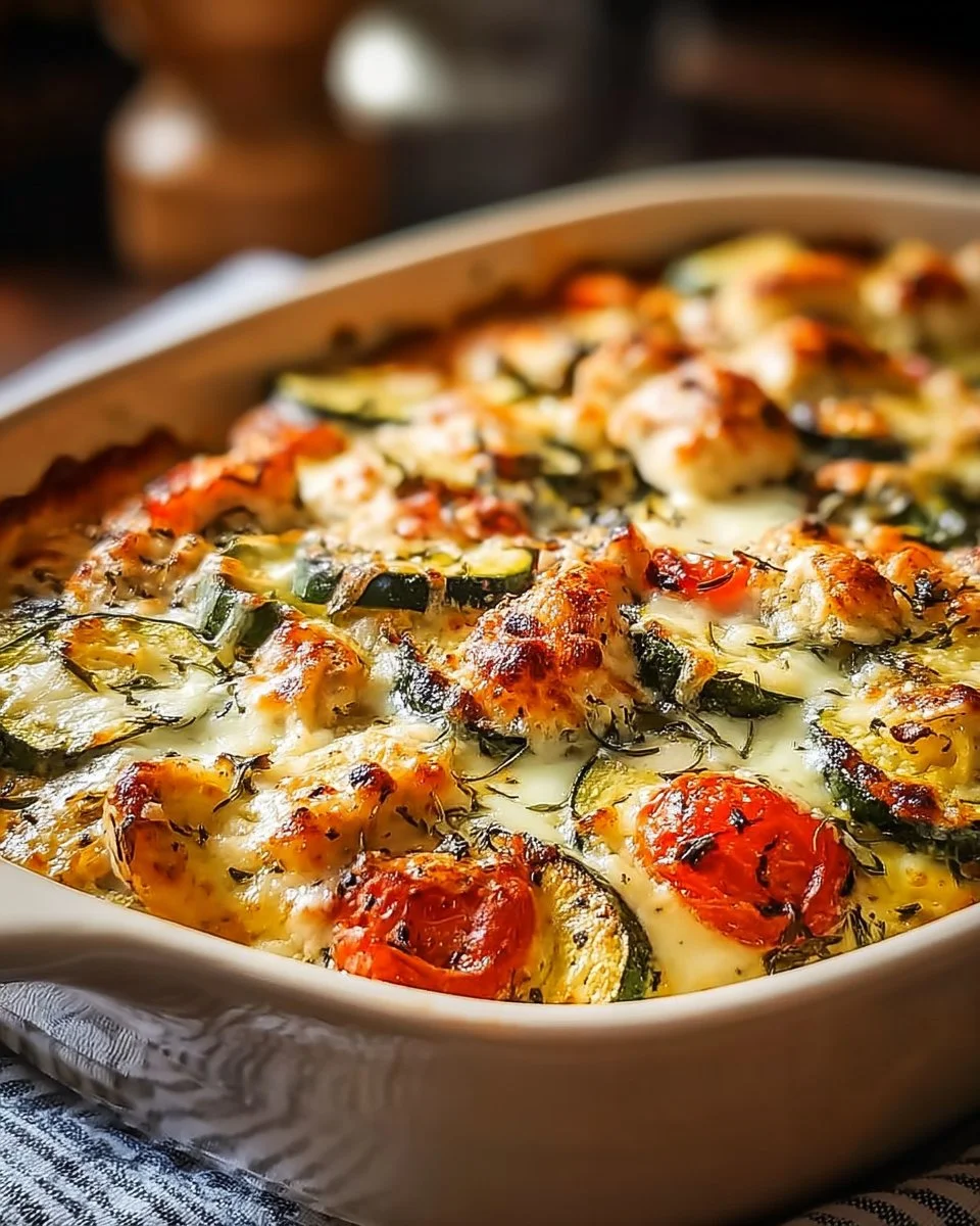 Cheesy Chicken Zucchini Bake