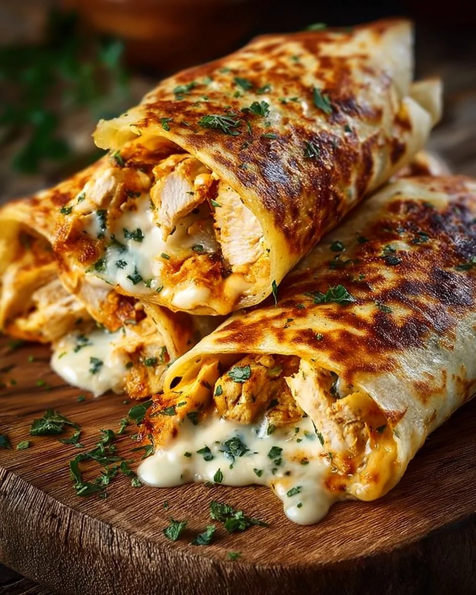 Cheesy Garlic Chicken Wraps