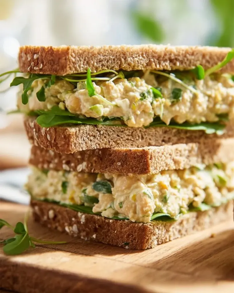 Delicious chickpea salad sandwich prepared with fresh ingredients