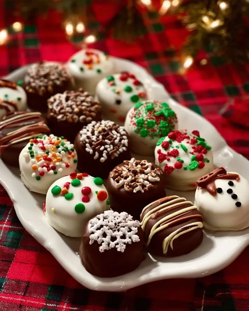 Homemade Chocolate Covered Oreos on a plate, drizzled with chocolate.