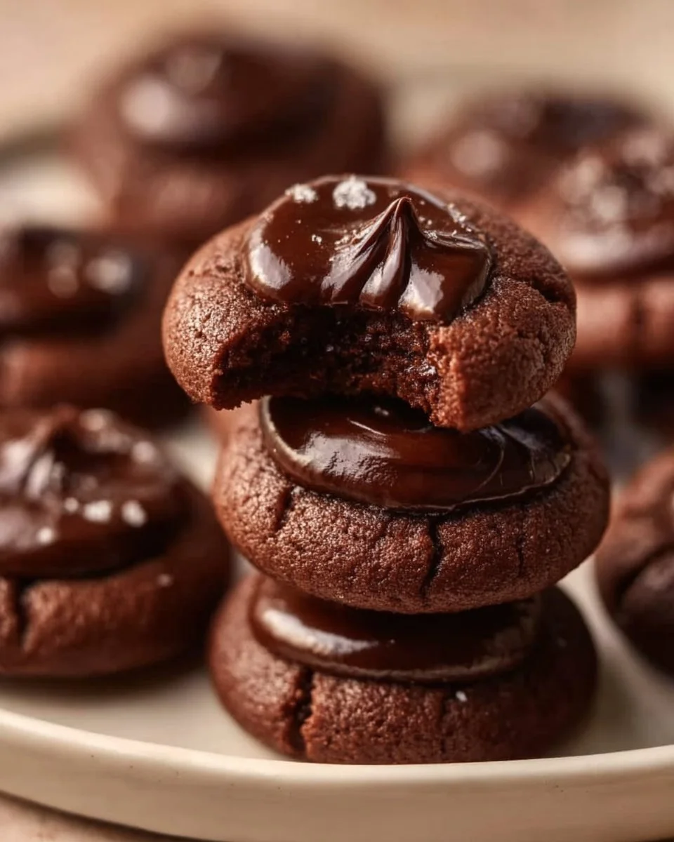 Chocolate Ganache Thumbprint Cookies