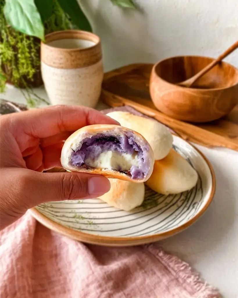 Crispy ube banana turon, a delicious Filipino dessert with sweet purple yam and banana.