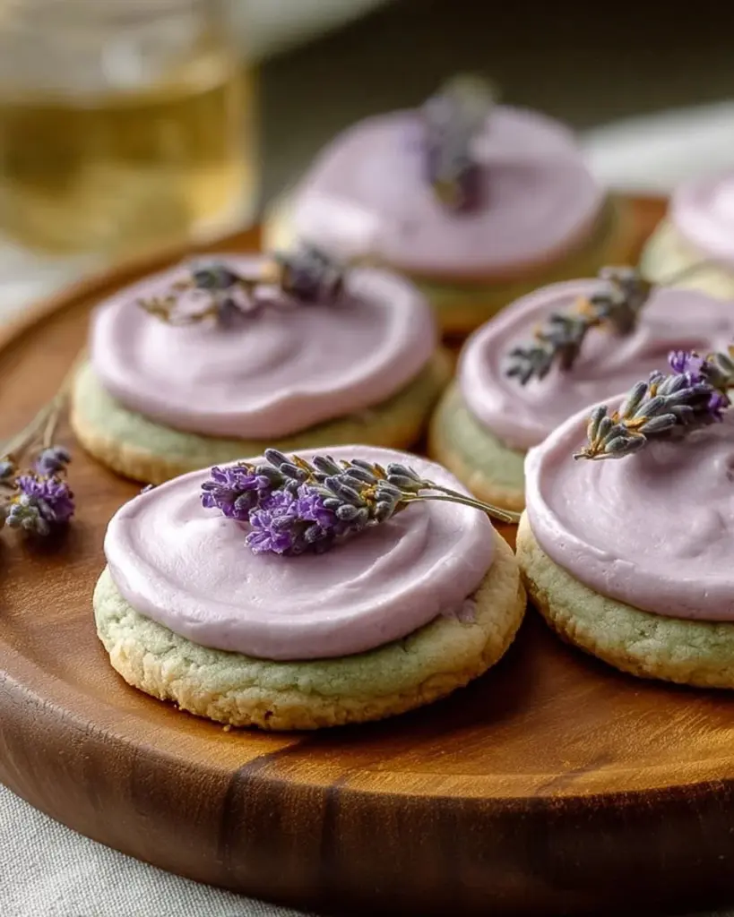 Freshly baked dream matcha lavender sugar cookies on a plate.