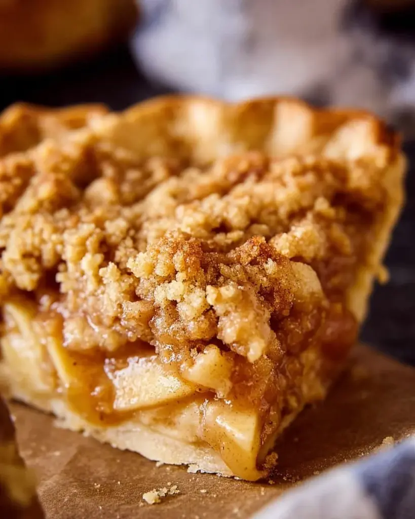 Homemade Dutch Apple Pie with flaky crust and spiced apple filling.