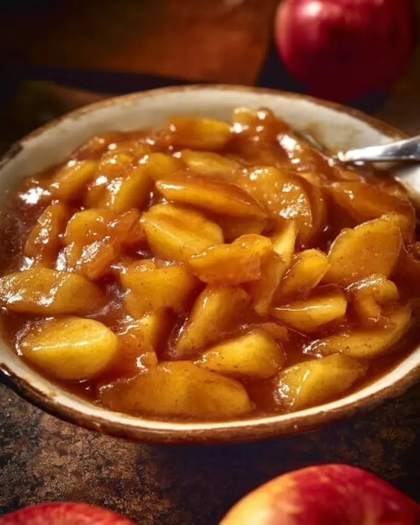 Homemade easy apple pie filling with fresh apples and spices