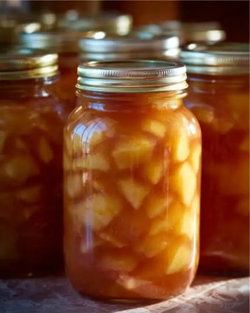 Easy canned apple pie filling recipe ingredients and finished product