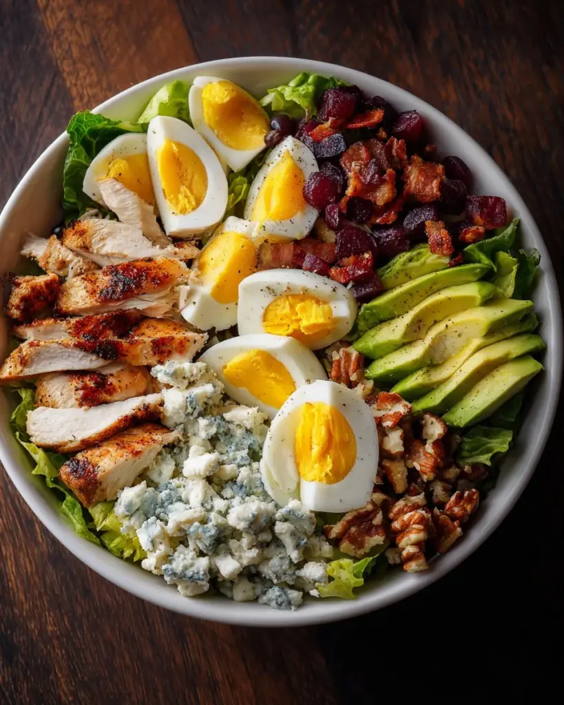 Delicious Fall Cobb Salad with seasonal ingredients and vibrant colors