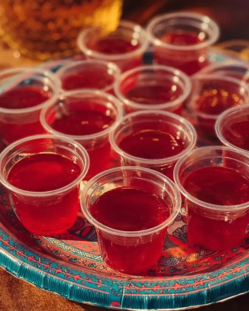 Delicious Fireball Jello Shots ready to serve at a party