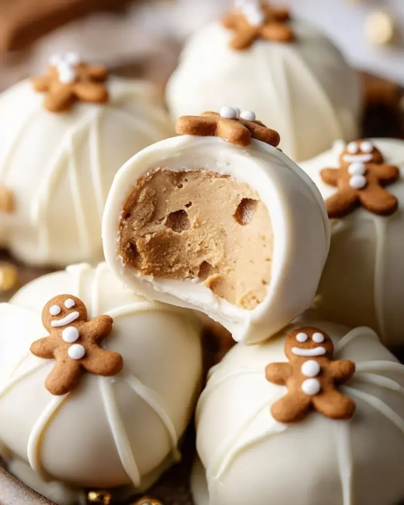 Delicious Gingerbread Oreo Truffles decorated for the holiday season.