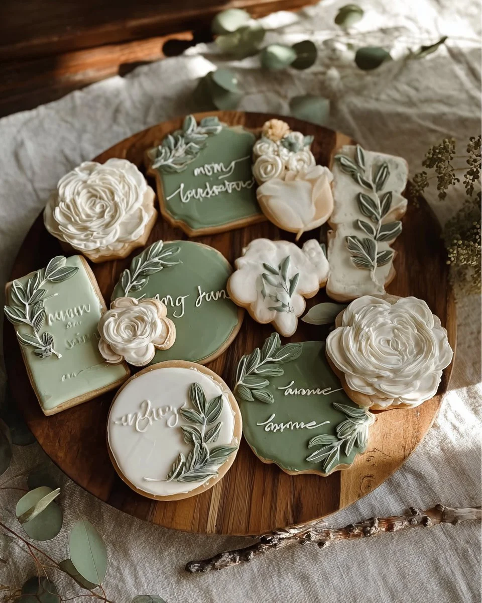 Greenery Bridal Shower Cookies