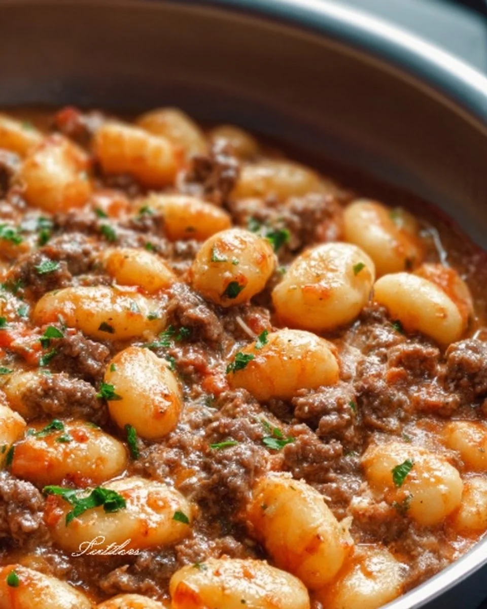 Ground Beef Gnocchi with Creamy Tomato Sauce