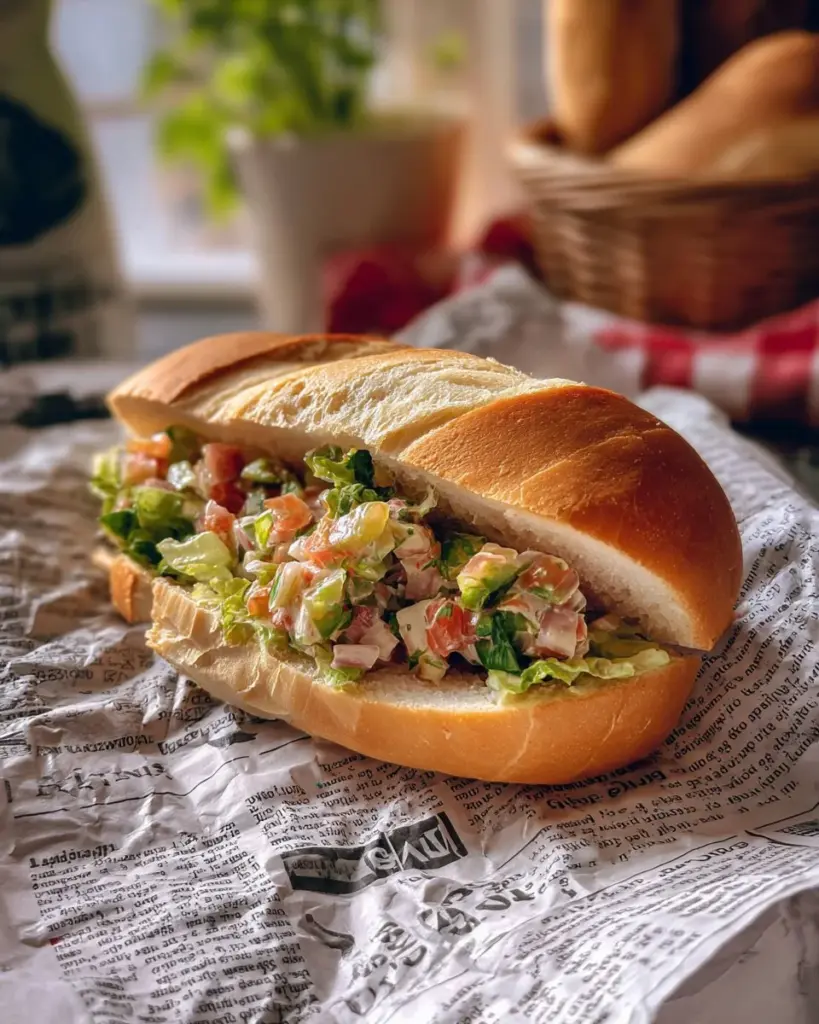 Delicious Italian Grinder Sandwich with meats and fresh toppings.