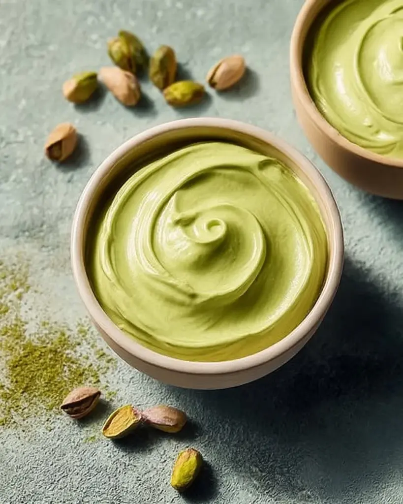 Jar of Italian Pistachio Cream on kitchen countertop