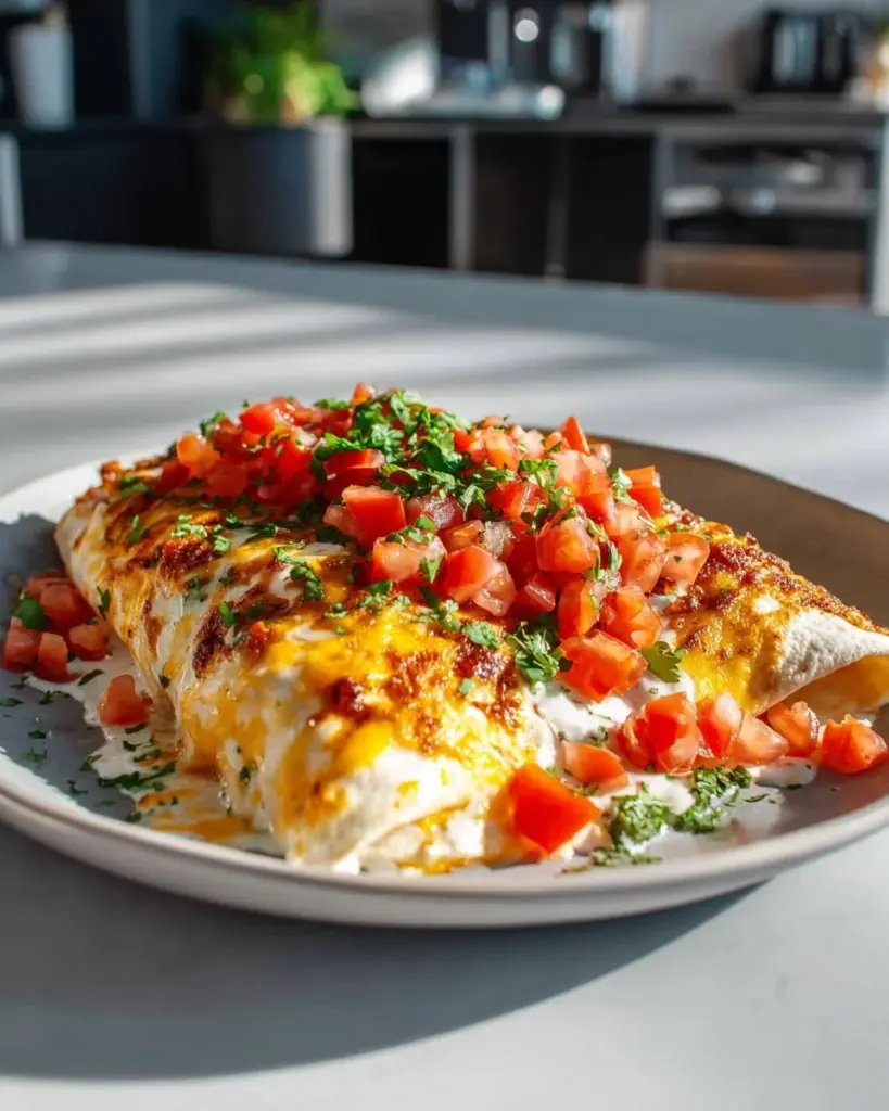 Cheesy chicken jalapeño popper enchiladas topped with spicy sauce and cheese