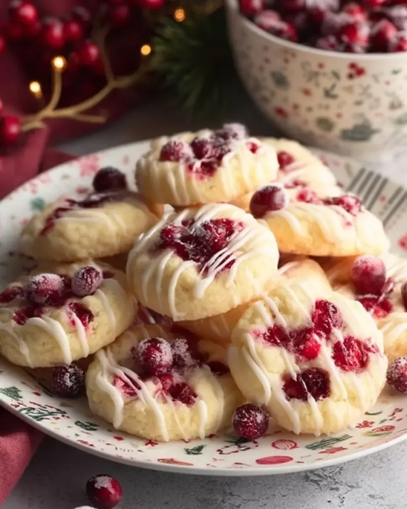 Lemon Cranberry Cookies on a decorative plate