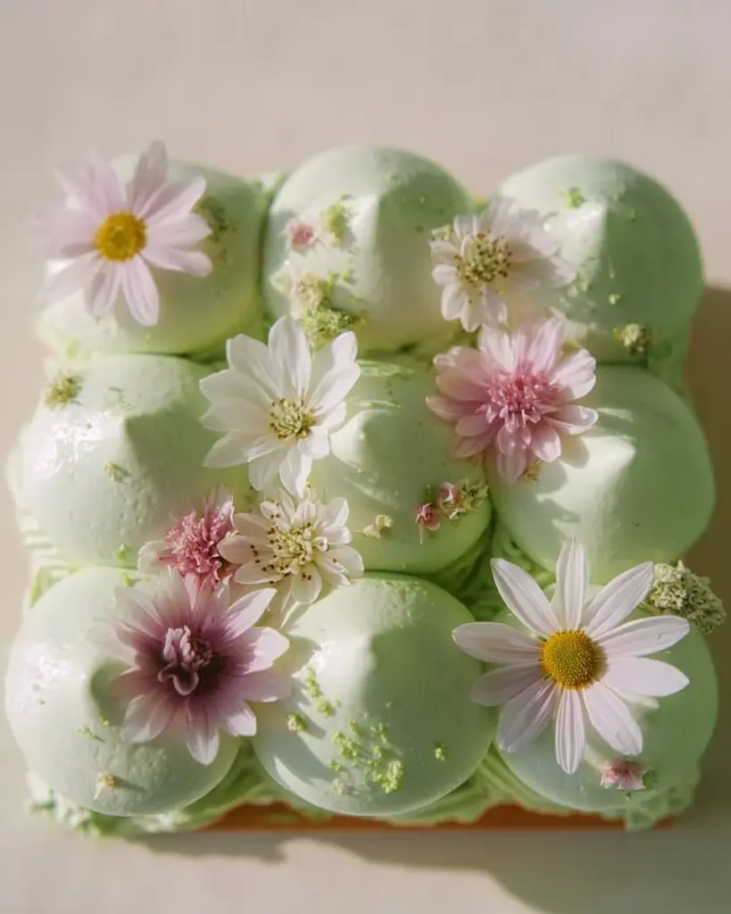 Delicious matcha marshmallow frosting on cupcakes
