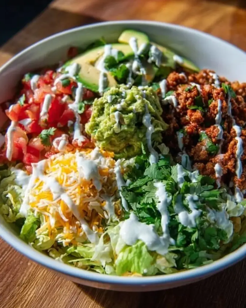 Protein-packed low-carb burrito bowl with fresh ingredients and vibrant colors