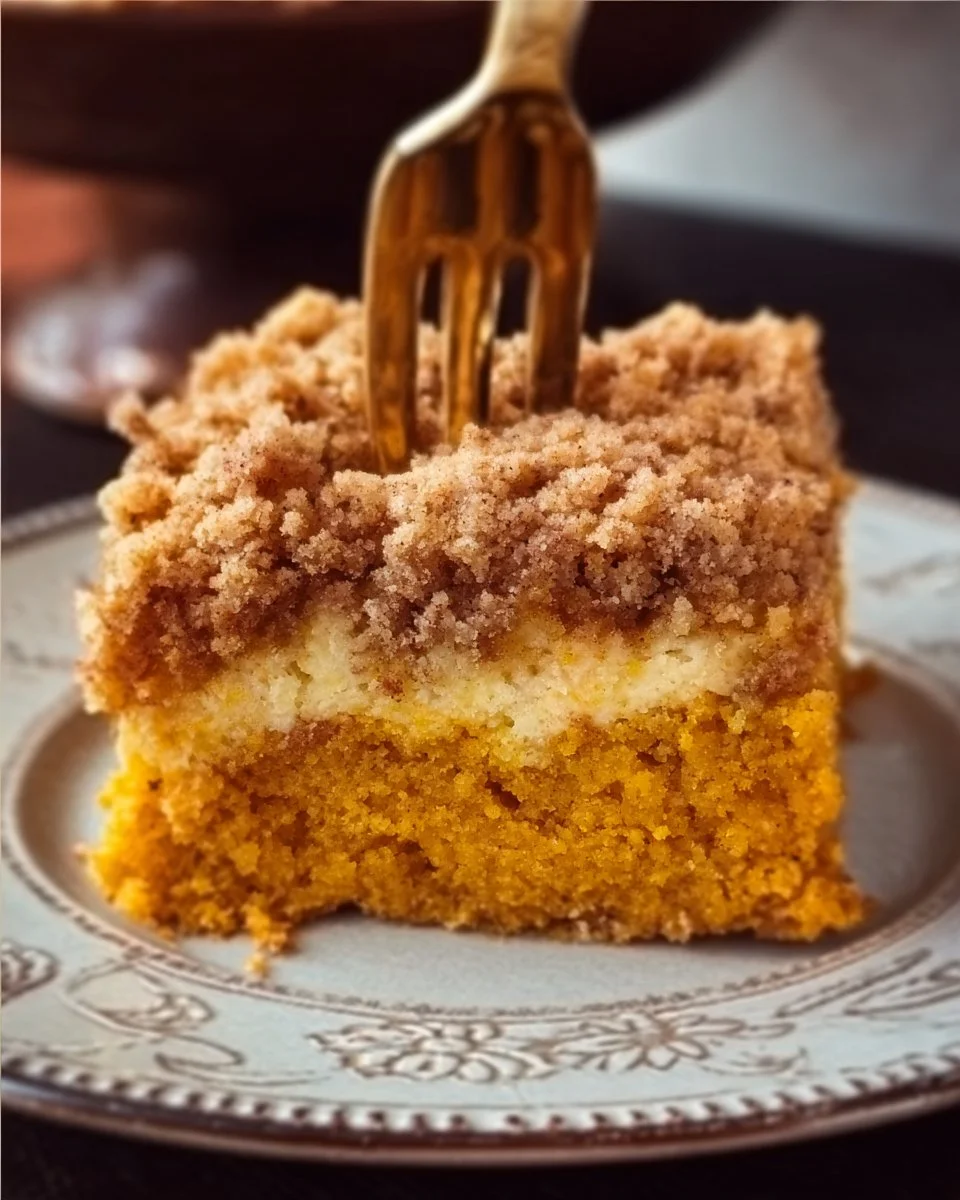 Pumpkin Cake with Cream Cheese and Pumpkin Spice Streusel