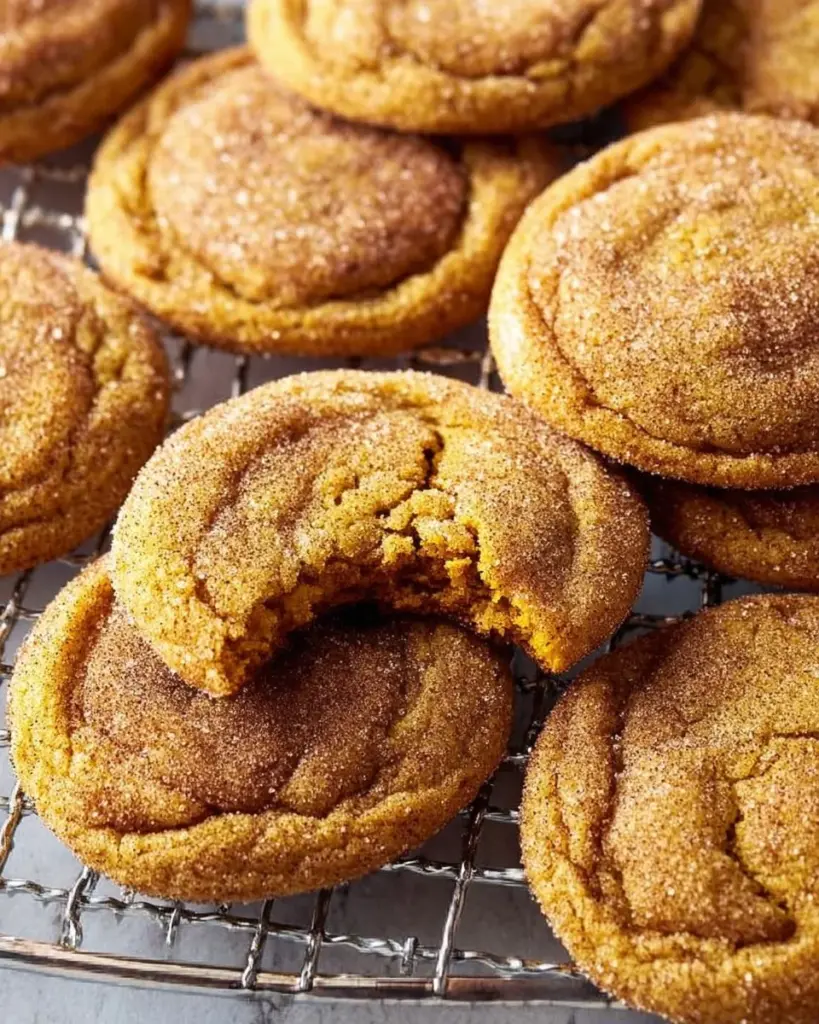 Freshly baked Pumpkin Snickerdoodles with a sprinkle of cinnamon sugar