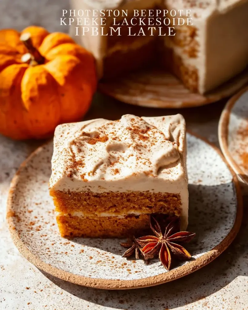 Delicious Pumpkin Spice Latte Cake topped with cream frosting and autumn spices