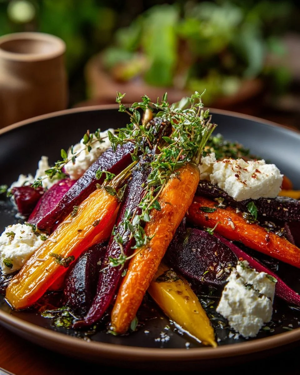 Roasted Beets and Carrots Salad with Burrata