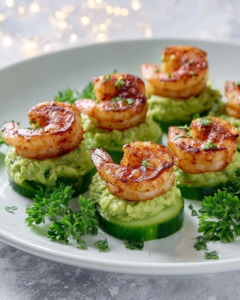 Shrimp, Avocado and Cucumber Bites