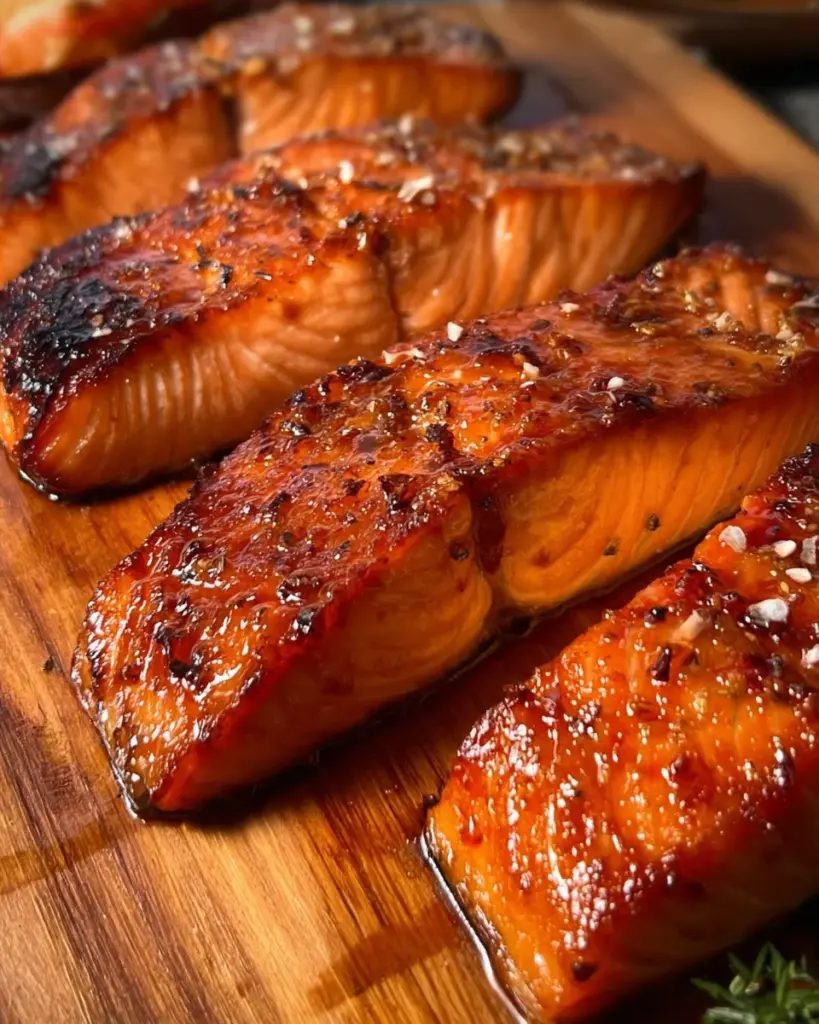 Plate of fresh smoked salmon garnished with herbs and lemon slices.