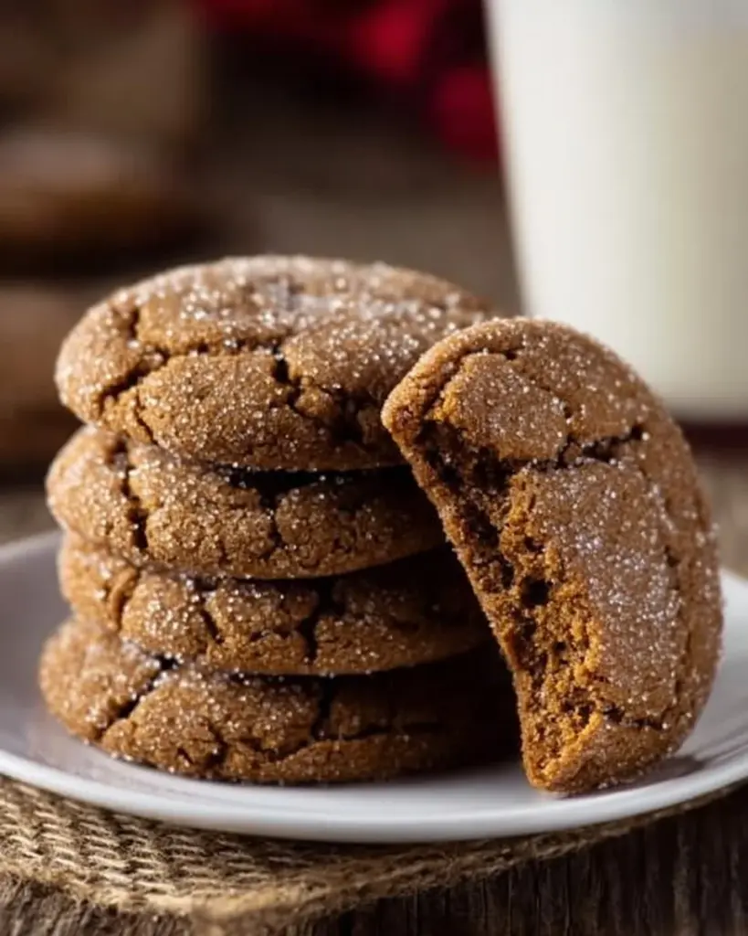 Soft chewy ginger molasses cookies fresh from the oven