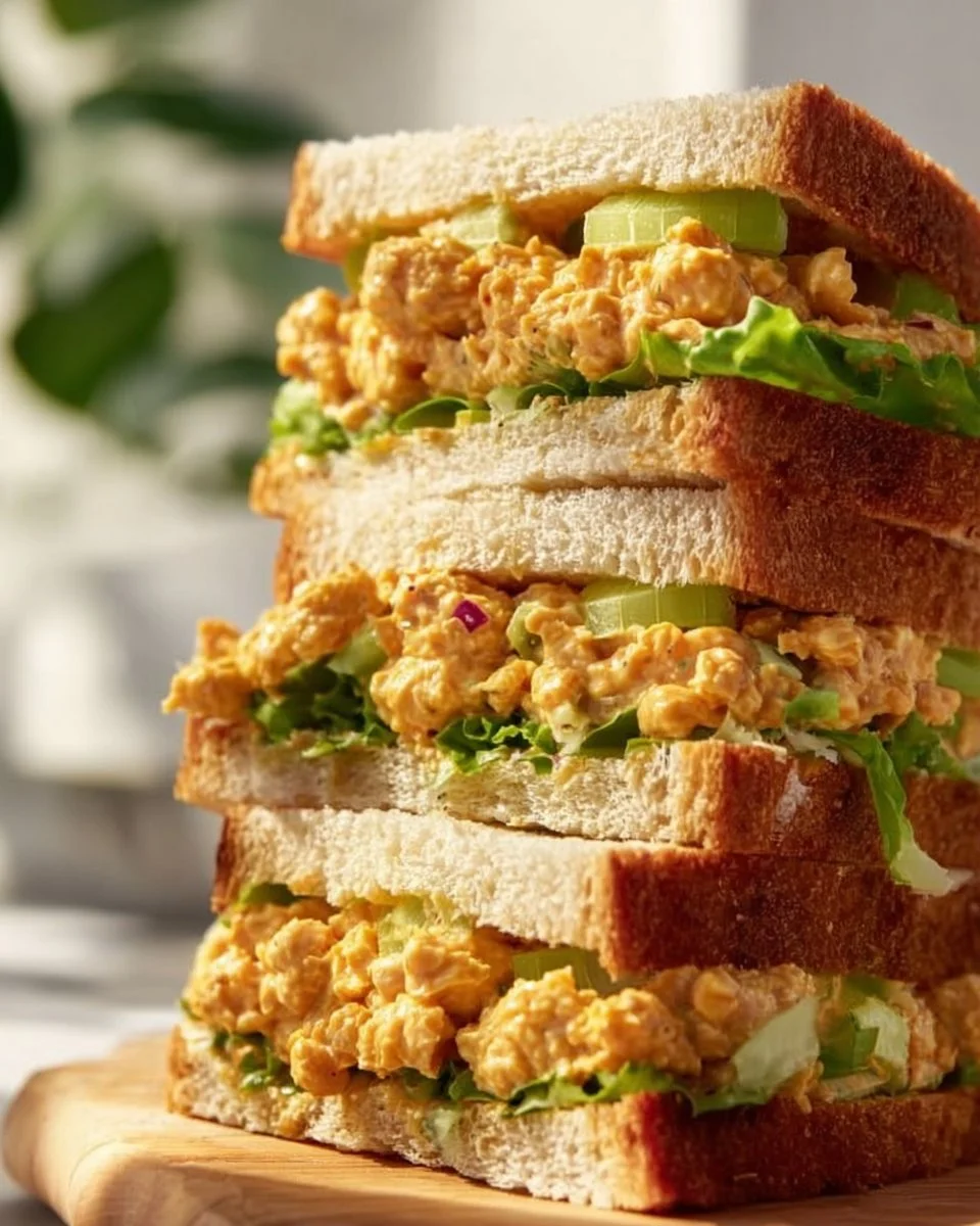 Vegan Buffalo Chickpea Salad Sandwich