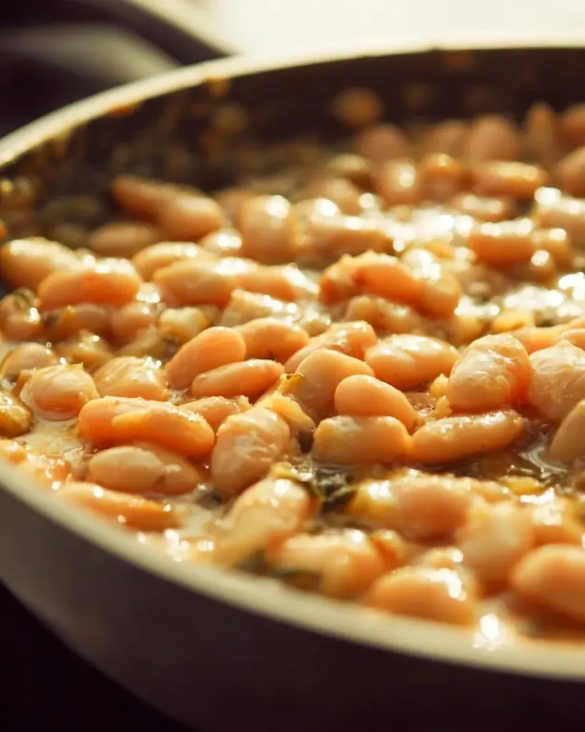 Delicious Vegetarian Piccata with Cannellini Beans on a plate