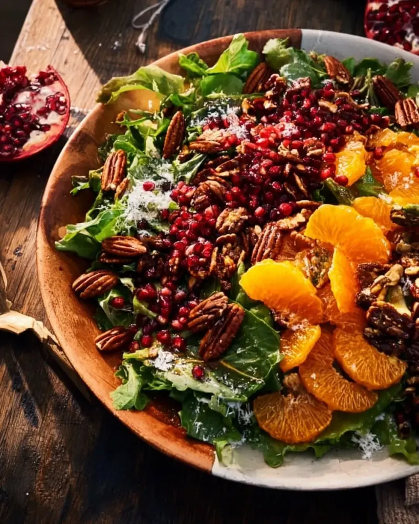 Colorful winter salad with seasonal vegetables and dressing