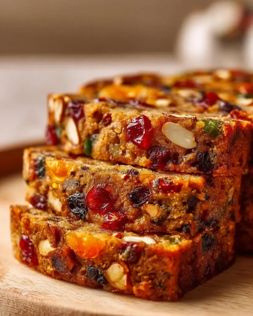Simple and delicious 3 Ingredient Fruit Cake served on a festive plate.