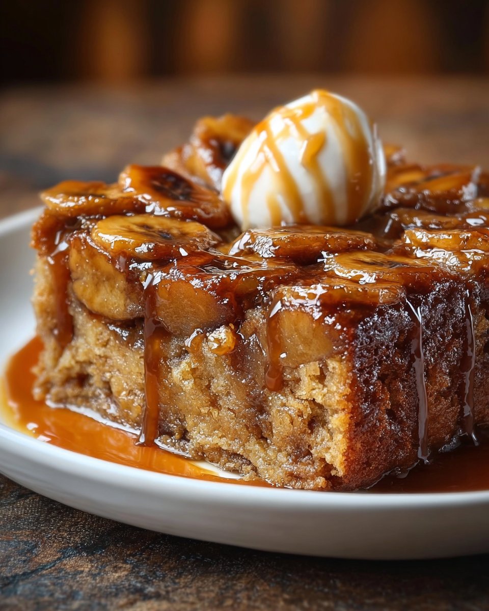 Sticky Banana Bread Pudding Cake
