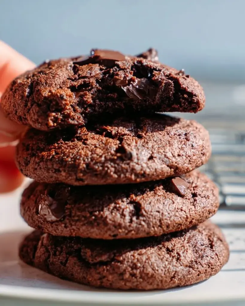 Homemade almond flour chocolate cookies on a baking sheet