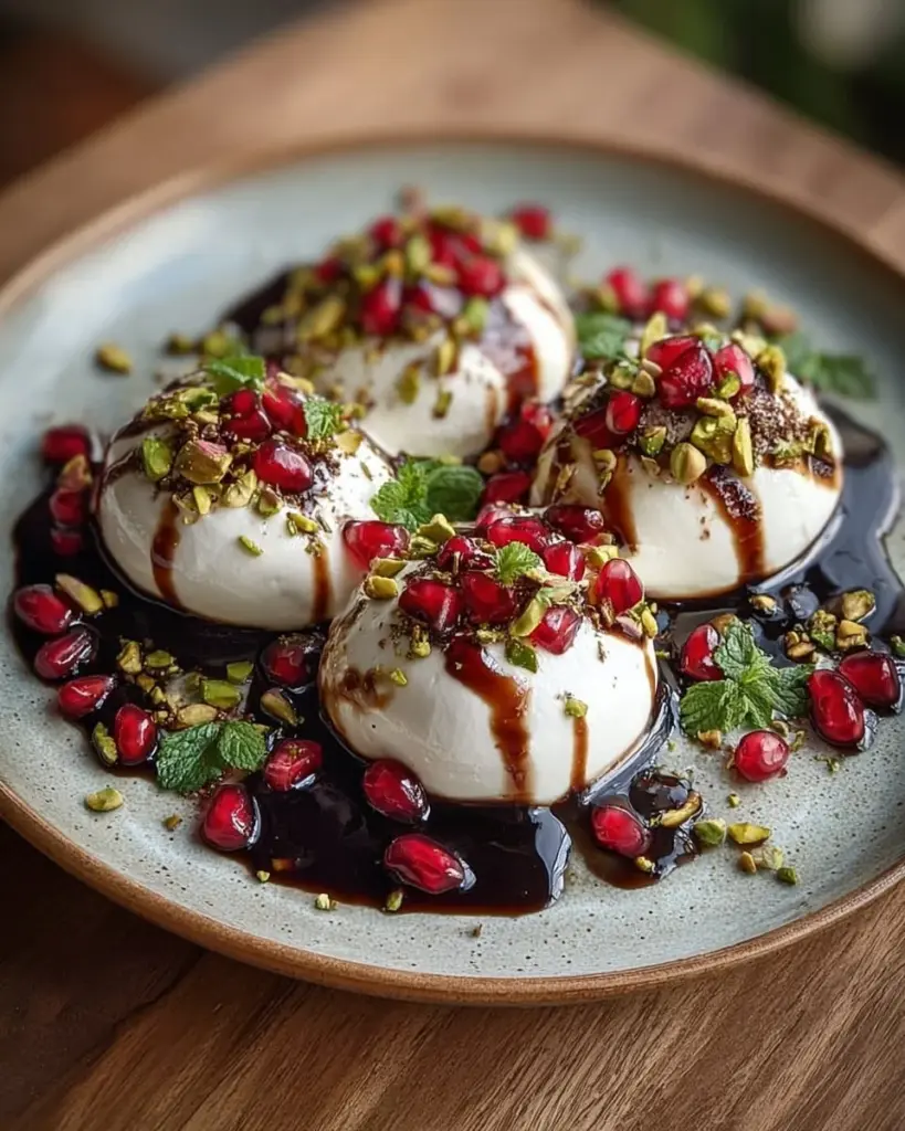 Fresh burrata balls served with basil and cherry tomatoes