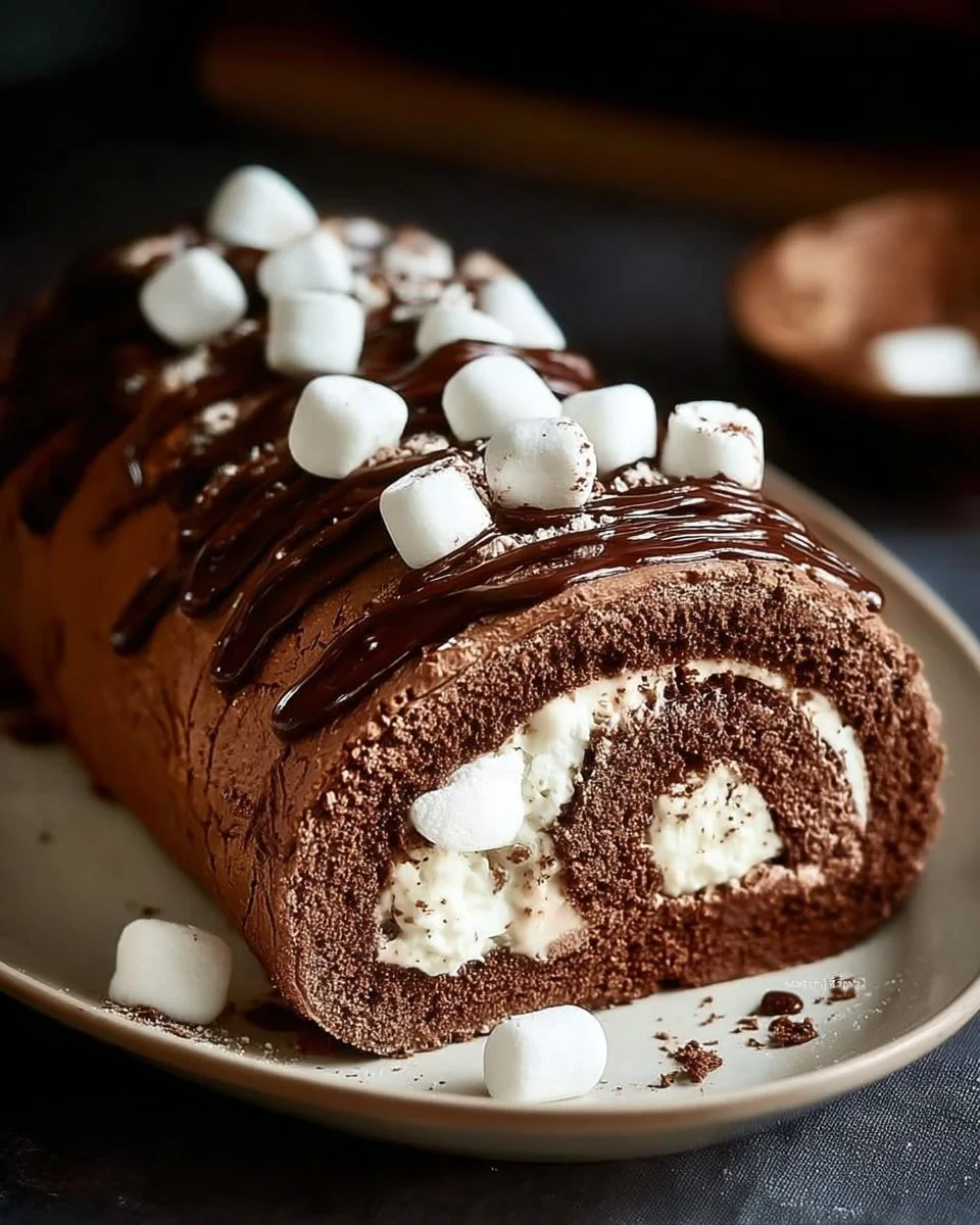 Chocolate Cake Roll with Marshmallow Filling