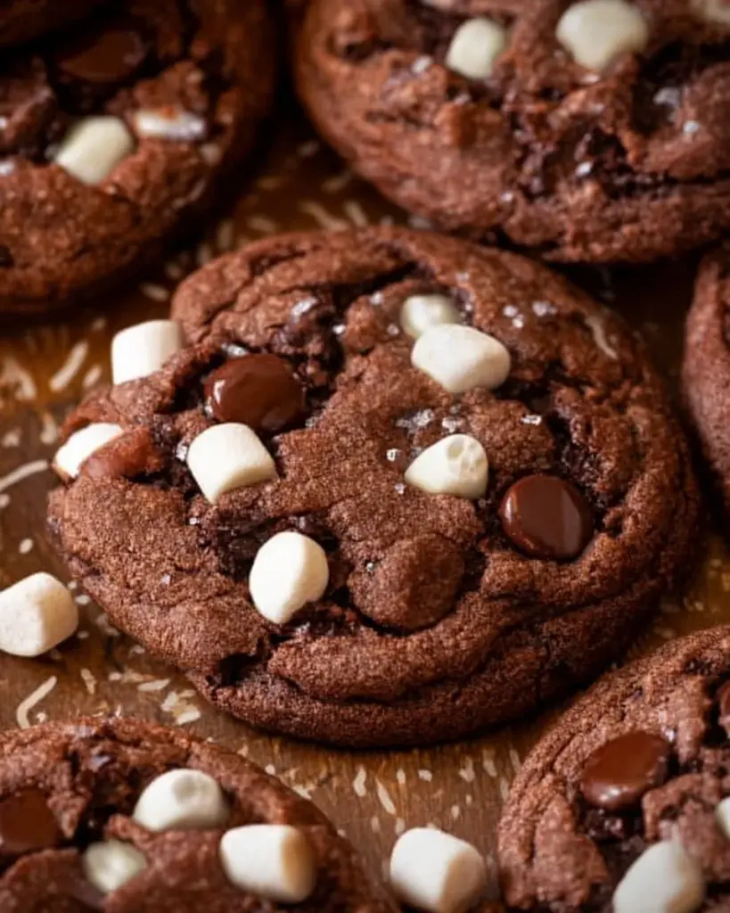 Freshly baked cookies on a wooden table ready to be enjoyed.