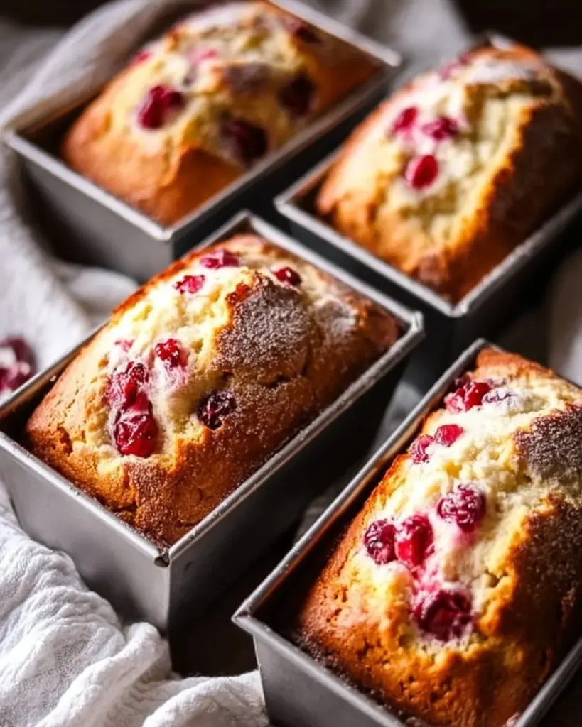 Slice of homemade cranberry quick bread on a wooden table.
