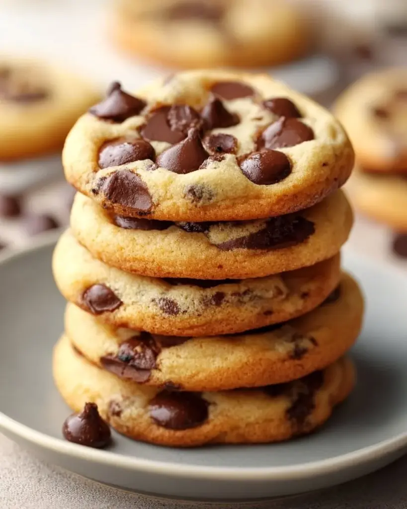 Plate of cream cheese chocolate chip cookies fresh out of the oven
