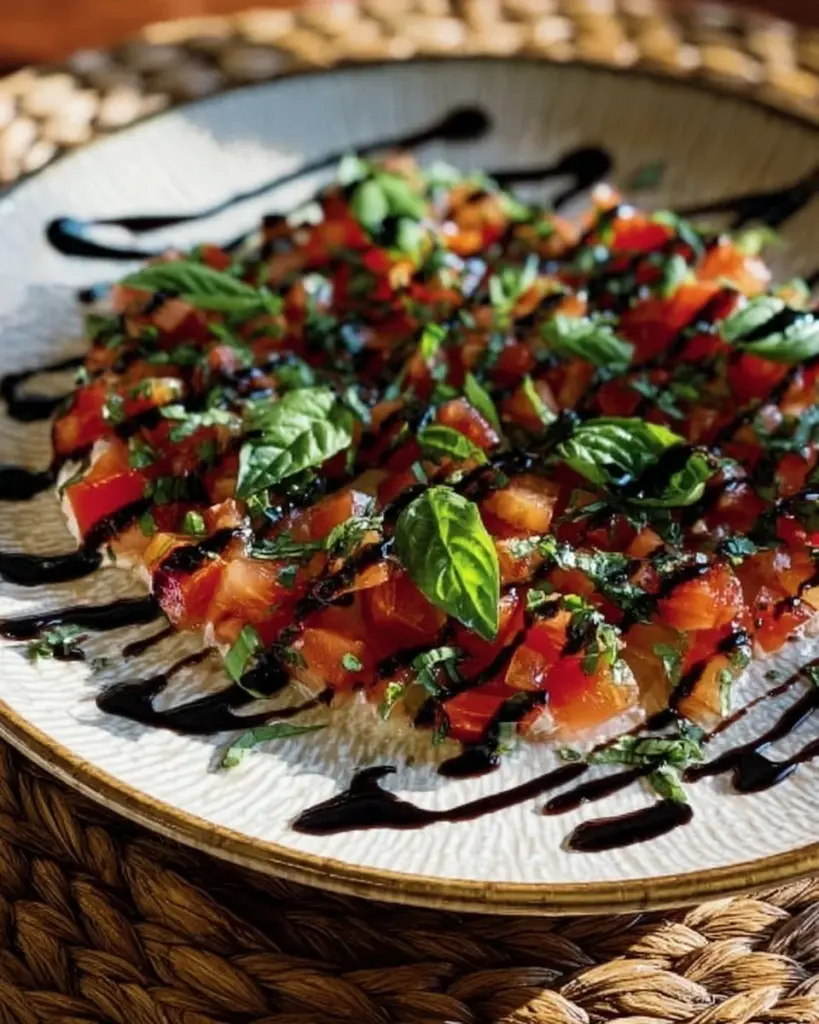 Delicious creamy bruschetta dip served with crispy bread slices