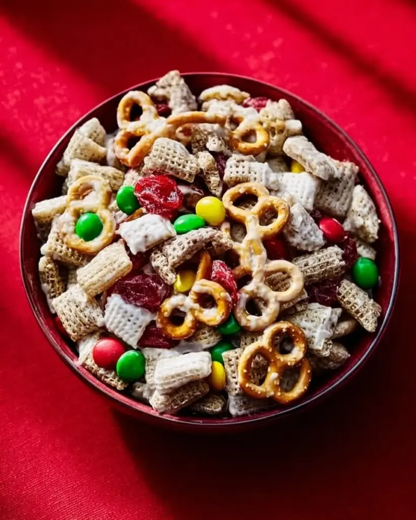 Crunchy Sweet Christmas Crack dessert on a festive background