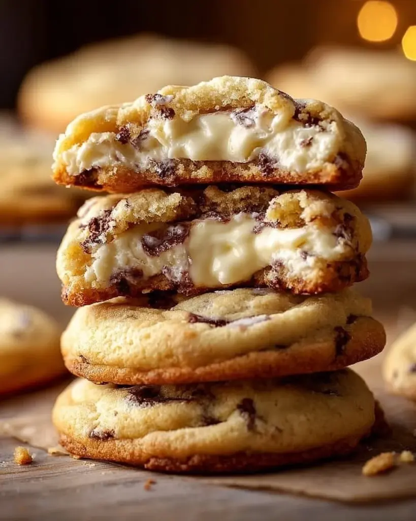 Homemade cheesecake cookies on a plate, deliciously baked with creamy filling.