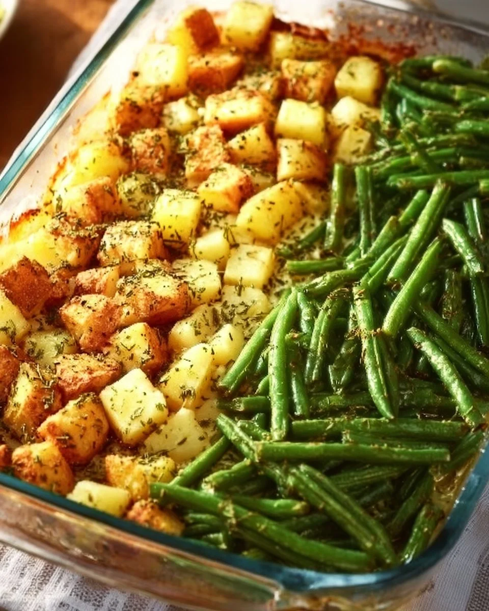 One-Pan Baked Chicken with Potatoes and Green Beans