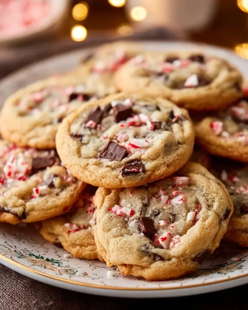Delicious peppermint bark cookies decorated with mint and chocolate