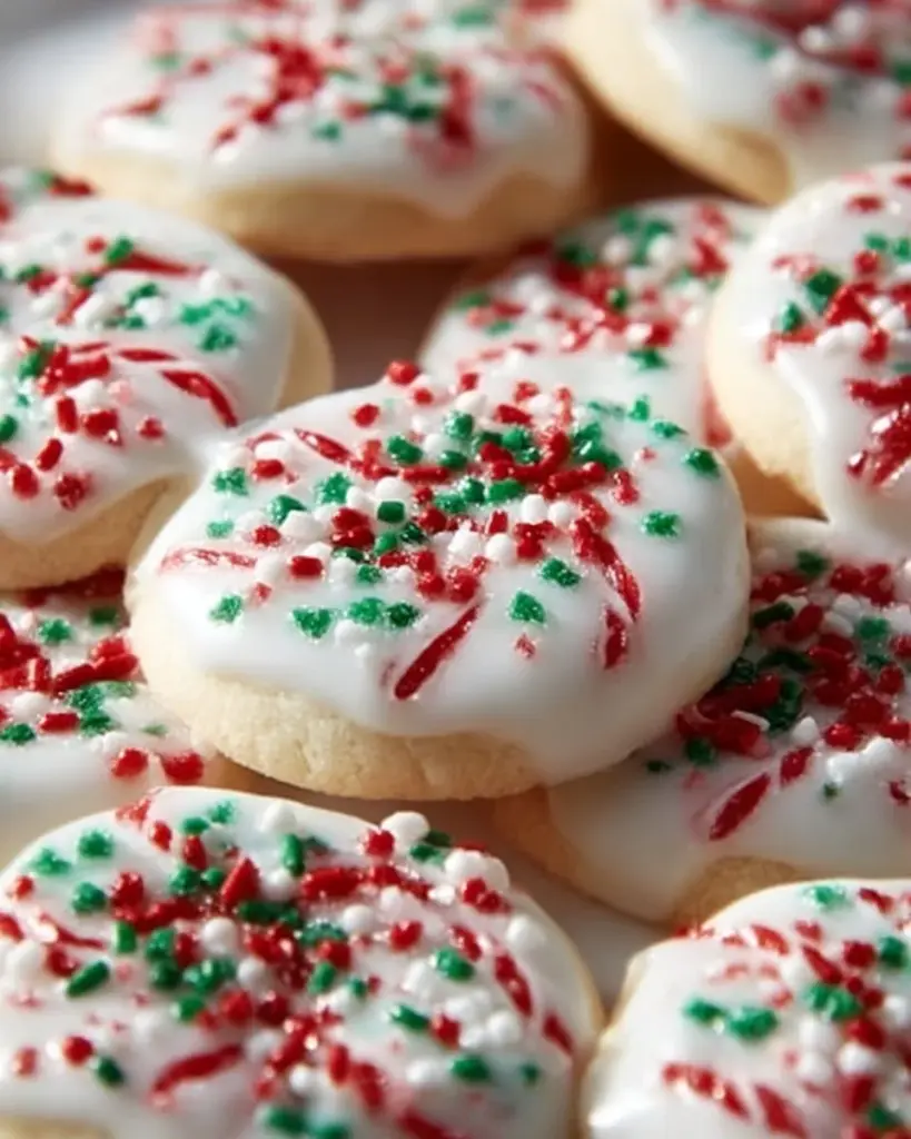 Homemade peppermint meltaways on a festive plate