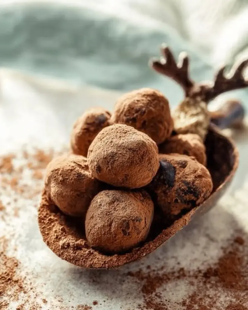 Close-up of reindeer poop in a winter landscape, showcasing its natural composition.