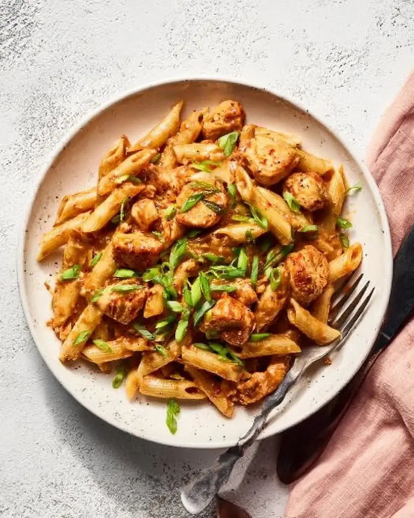 Delicious Cajun Chicken Pasta with a creamy sauce and colorful vegetables