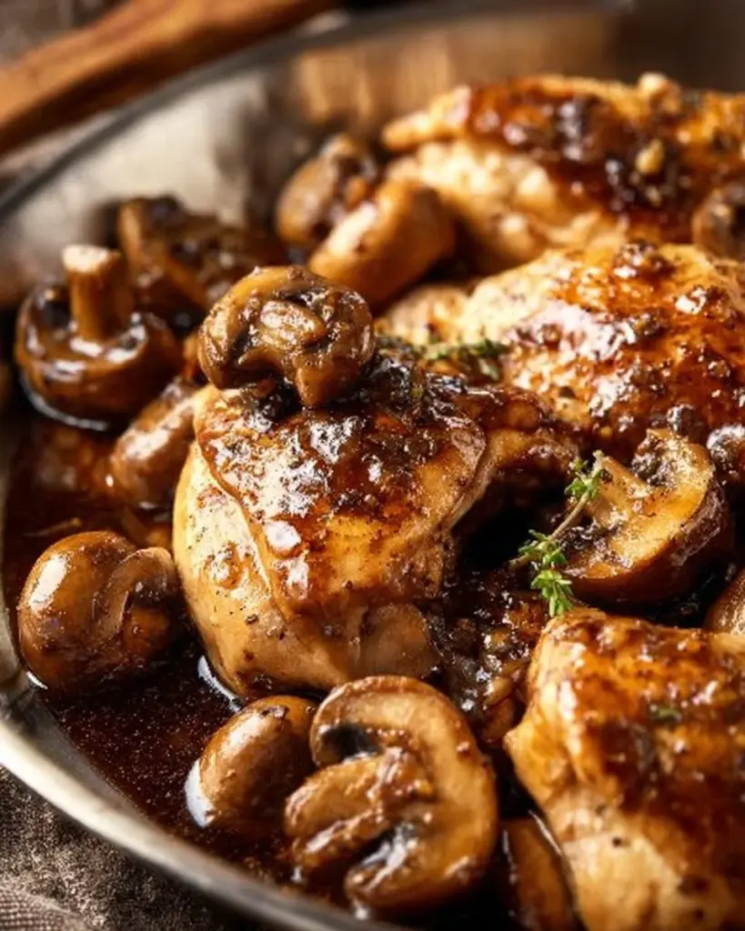 Chicken Mushroom Skillet cooked with fresh ingredients in a pan